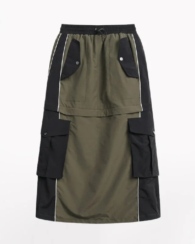 Vintage Patchwork Detachable Long Cargo Skirt denim skirt classic