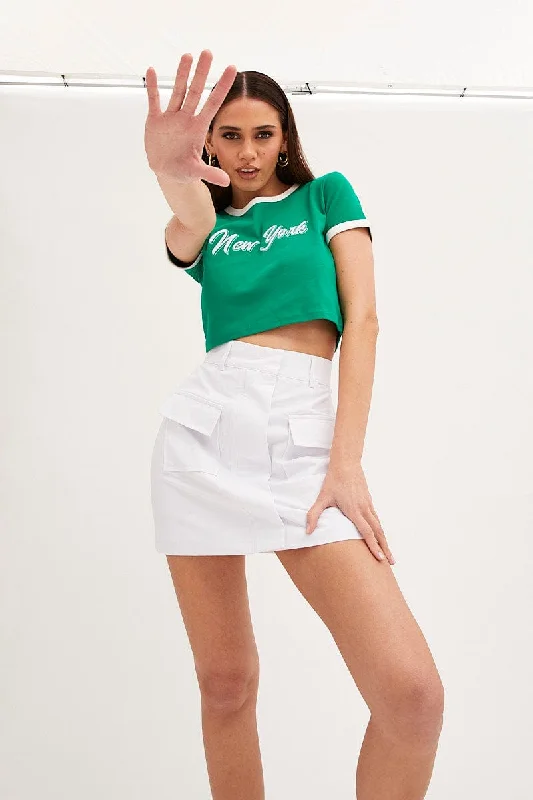 White Cargo Skirt Utility Mini low waist skirt