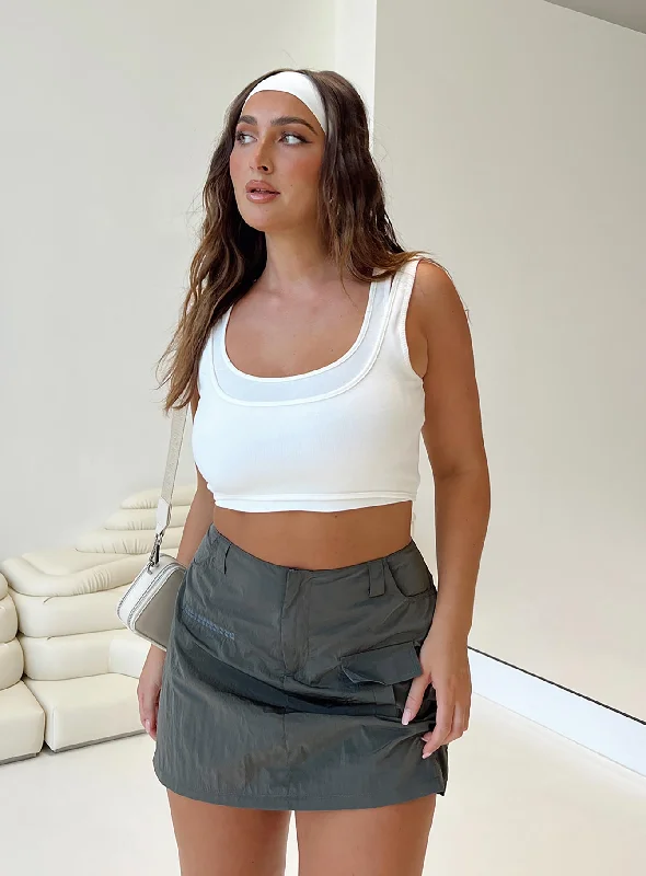 Wolf Cargo Mini Skirt Charcoal lace skirt intricate