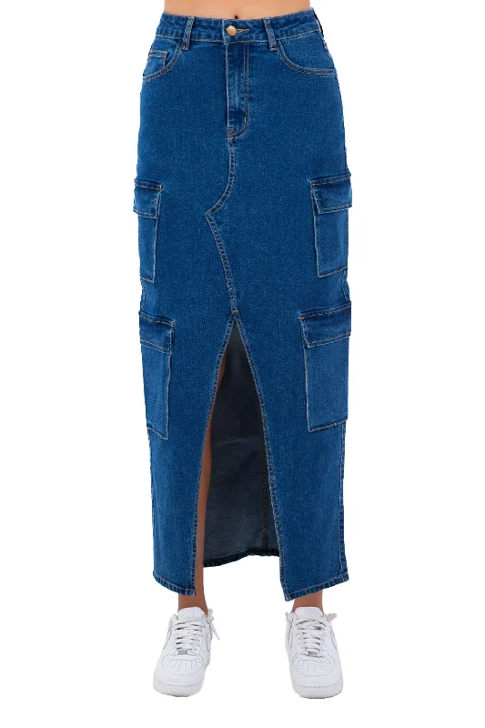 Women's High Waist Denim Cargo Skirt wool skirt sturdy