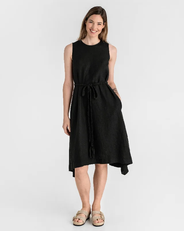 Breezy linen dress NIDA in Black