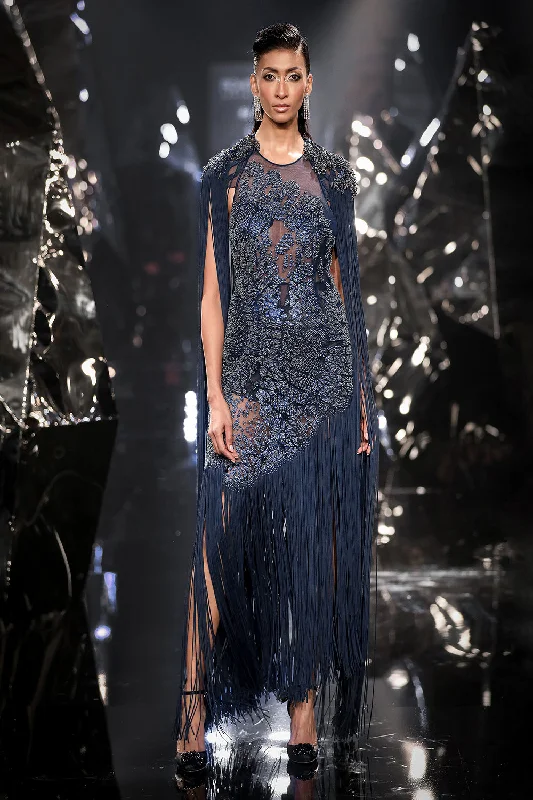 Halos Asymmetric Fringe Dress