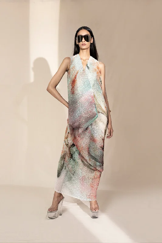 V-Neck Draped Dress