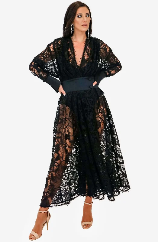 Black Juno Lace Dress by Leo & Lin