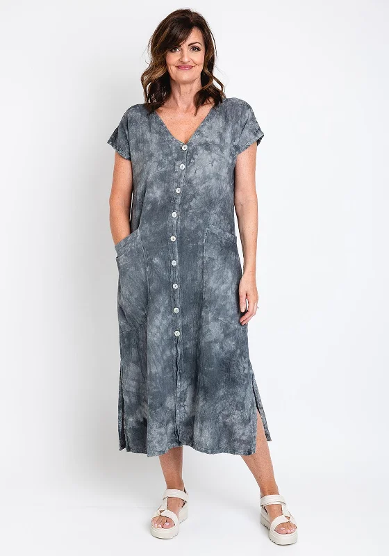 One Life Raphaele Buttoned Oversized Dress, Washed Black