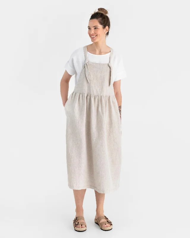 Pinafore linen dress MONTANA in Natural melange