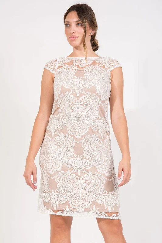 R&M Richards 3187 Short Cocktail Dress Ivory