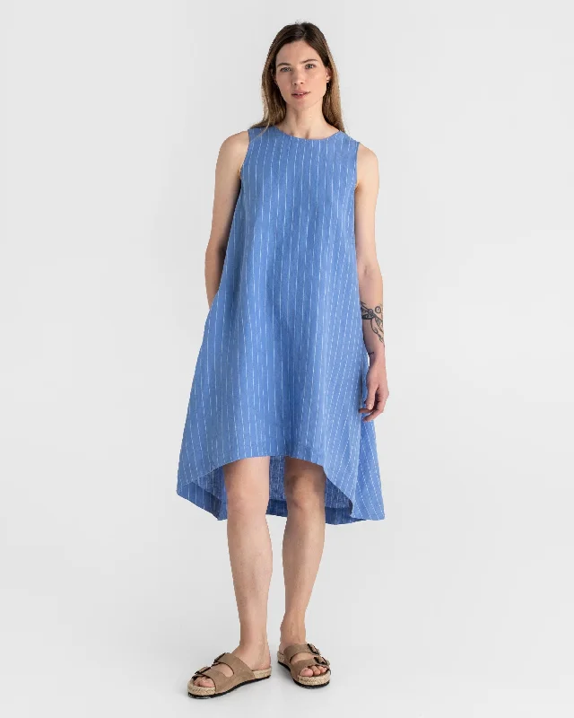 Royal TOSCANA linen dress in Blue stripes
