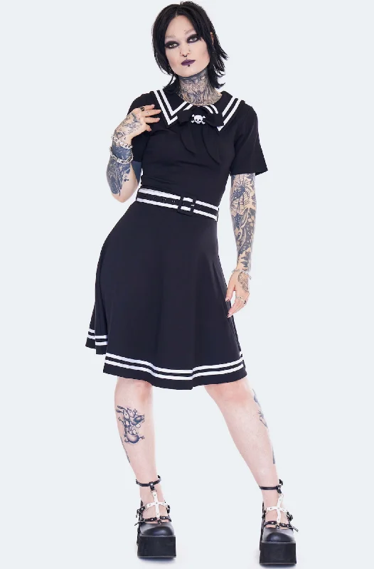 Spooky Sailor Babe Dress With Skull Bow