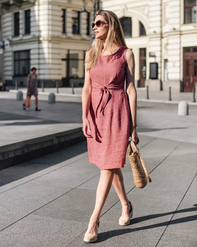 Tie-front linen dress EDEN in Various colors