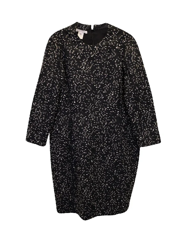 Oscar De La Renta Dotted Black Wool Dress