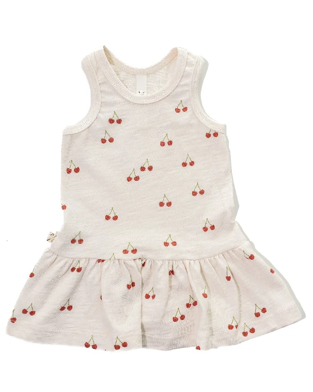 twirly tank dress - cherries on natural