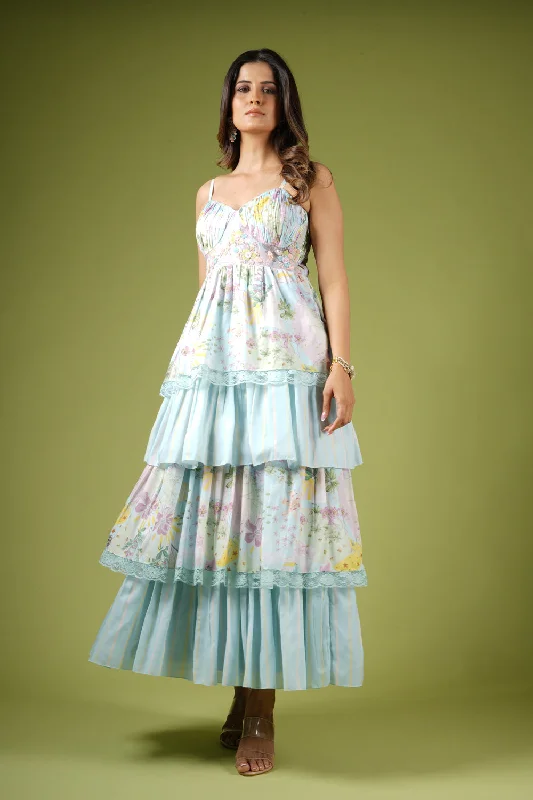 Vintage Botanical Printed Frilly Fairy Dress
