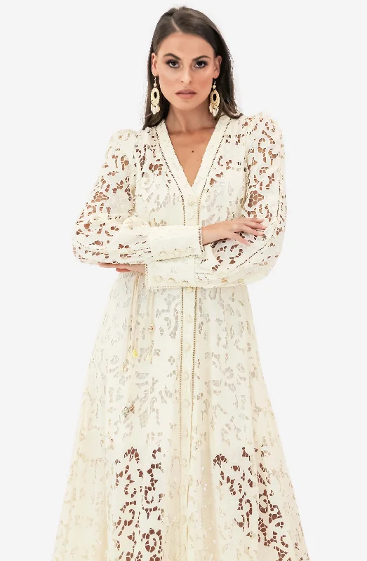 Freja Broderie Button Up Dress by Zimmermann