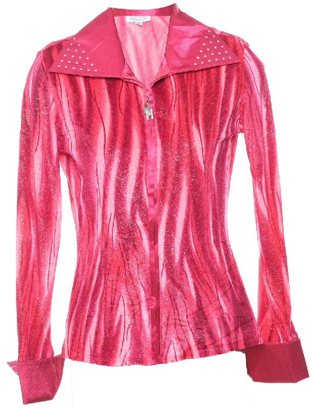 Pink Sparkly Y2K Diamanté Detail Evening Jacket - M