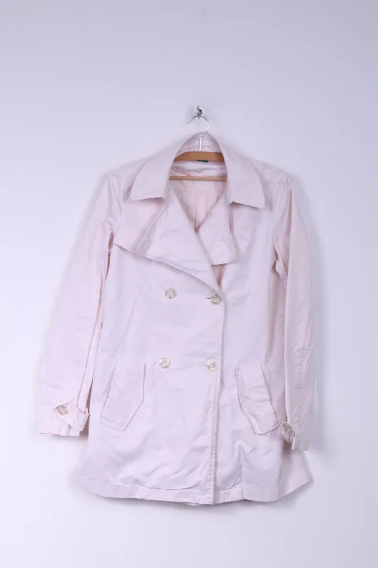 United Colors Of Benetton Womens 44 XL Jacket Double Breasted Light Pink Cotton