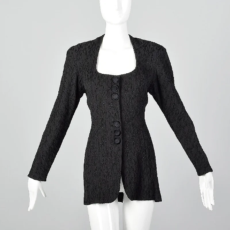 1980s Hollys Harp Black Jacket Snapped Jacket Toggled Jacket Drawstring Jacket
