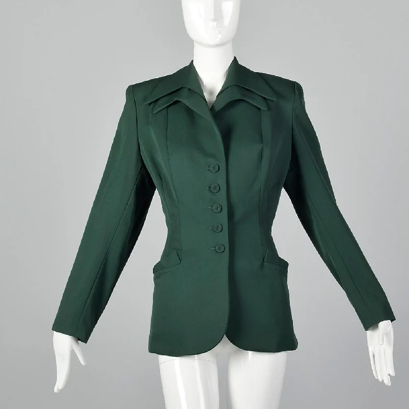 1980s Norma Kamali Gorgeous Green Jacket Notch Collar Jacket Peter Pan Collar Jacket Cowl Neck Jacket 1980s Norma Kamali Gorgeous Green Jacket Notch Collar Jacket Peter Pan Collar Jacket Cowl Neck Jacket