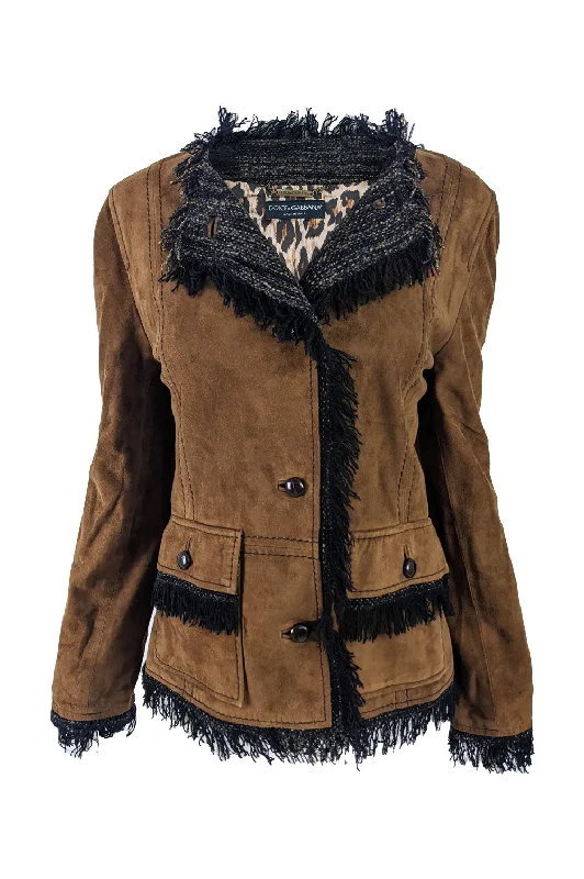 Dolce & Gabbana Vintage Brown Suede & Tweed Jacket, 2000s Wool Jacket Cashmere Jacket Tweed Jacket Dolce & Gabbana Vintage Brown Suede & Tweed Jacket, 2000s Wool Jacket Cashmere Jacket Tweed Jacket