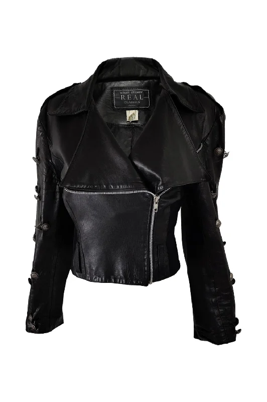 Helen Storey Vintage 80s Womens Black Leather Biker Jacket Herringbone Jacket Checkered Jacket Solid Jacket Helen Storey Vintage 80s Womens Black Leather Biker Jacket Herringbone Jacket Checkered Jacket Solid Jacket