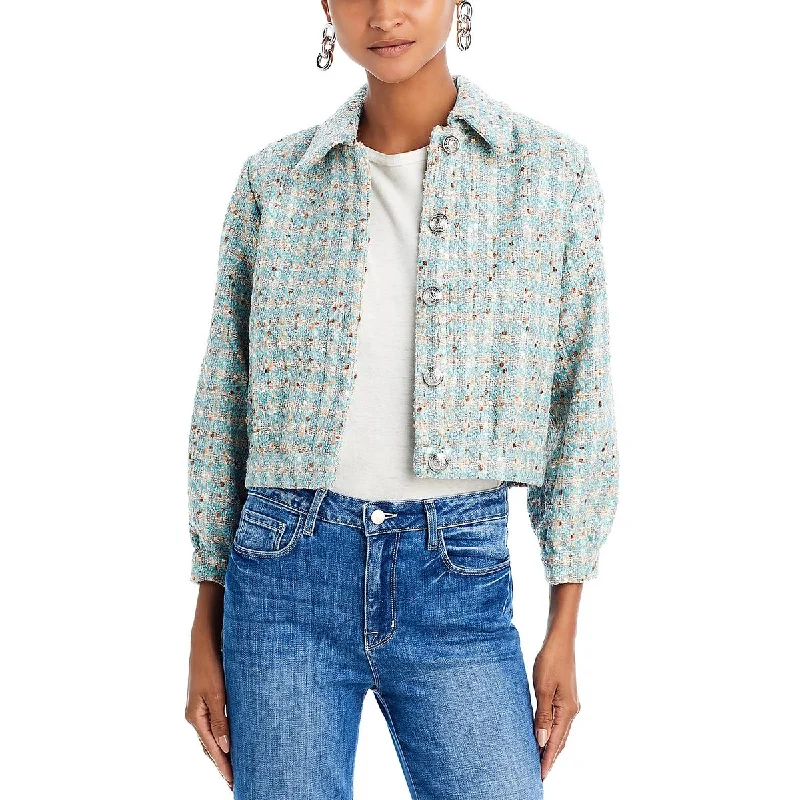 L'Agence Womens Bridges Tweed Metallic Shirt Jacket Print Jacket Jacquard Jacket Patchwork Jacket L'Agence Womens Bridges Tweed Metallic Shirt Jacket Print Jacket Jacquard Jacket Patchwork Jacket