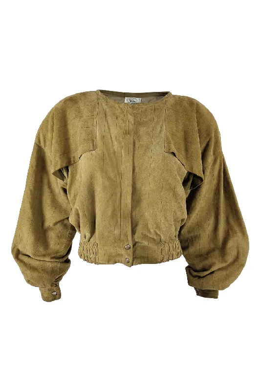 Luisa Martini Vintage Womens Suede Shoulder Padded Jacket, 1980s Mesh Jacket Canvas Jacket Denim Jacket Luisa Martini Vintage Womens Suede Shoulder Padded Jacket, 1980s Mesh Jacket Canvas Jacket Denim Jacket