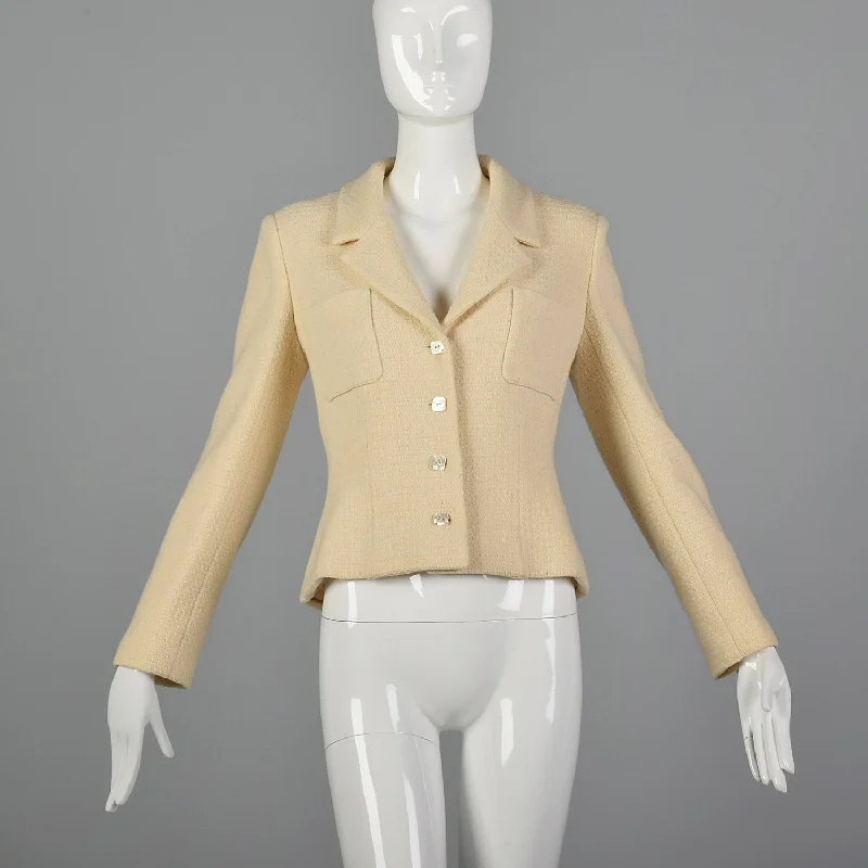 Medium Chanel 1990s Cream Wool Jacket Toggled Jacket Drawstring Jacket Belted Jacket Medium Chanel 1990s Cream Wool Jacket Toggled Jacket Drawstring Jacket Belted Jacket