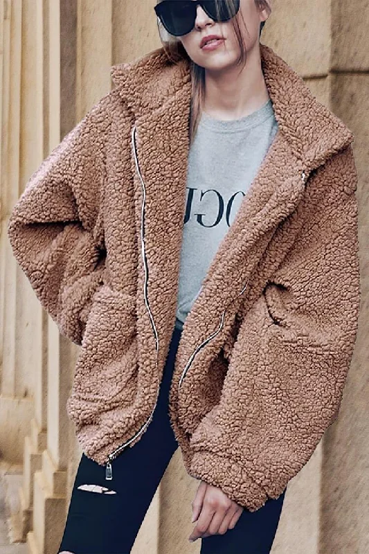 Oversized Fleece Coat Plush Jacket Print Jacket Jacquard Jacket Embroidered Jacket