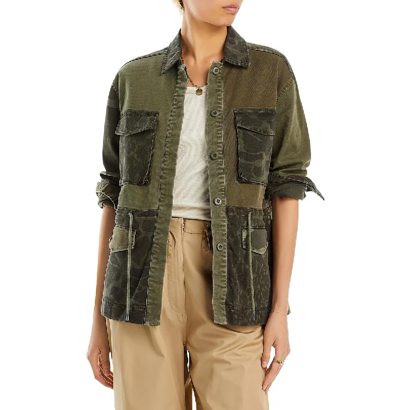 Rails Womens Evan Camouflage Collar Denim Jacket Stand-Up Collar Roll-Neck Collar Turtle Neck Rails Womens Evan Camouflage Collar Denim Jacket Stand-Up Collar Roll-Neck Collar Turtle Neck