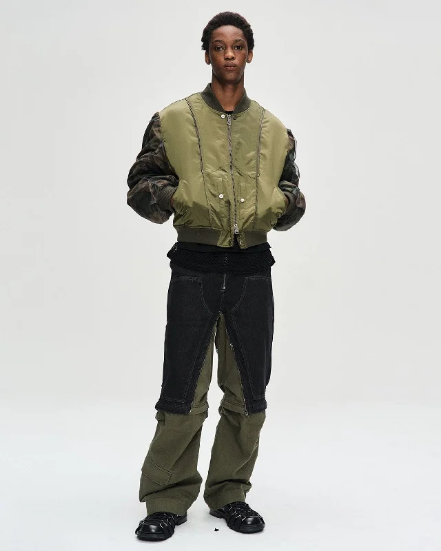 UNISEX MESH SLEEVE BOMBER JACKET awa626u(KHAKI) Quilted Jacket Puffer Jacket Insulated Jacket UNISEX MESH SLEEVE BOMBER JACKET awa626u(KHAKI) Quilted Jacket Puffer Jacket Insulated Jacket