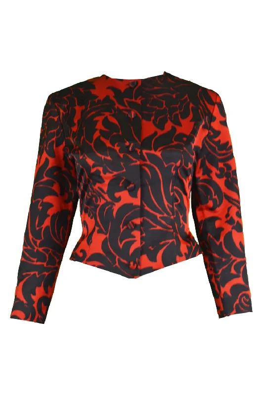 Vicky Tiel Vintage Womens Red & Black Evening Jacket, 1980s Cardigan Sweater Pullover Vicky Tiel Vintage Womens Red & Black Evening Jacket, 1980s Cardigan Sweater Pullover