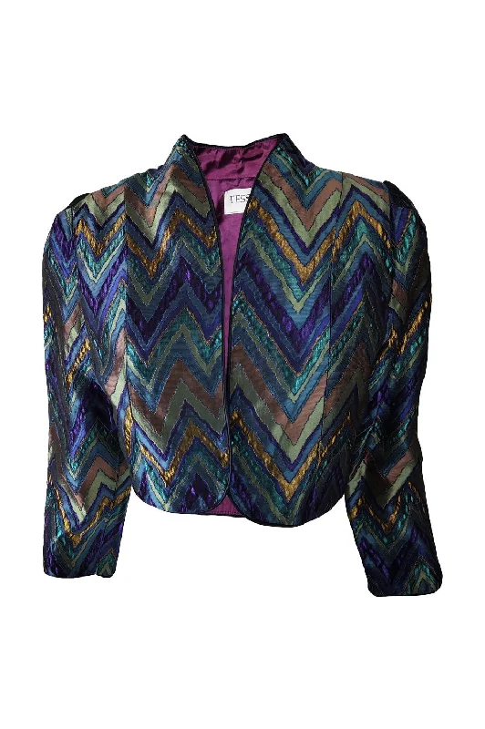 Vintage Purple, Teal & Gold Metallic Brocade Bolero Jacket, 1980s Oversized Jacket Tailored Jacket Straight Jacket Vintage Purple, Teal & Gold Metallic Brocade Bolero Jacket, 1980s Oversized Jacket Tailored Jacket Straight Jacket