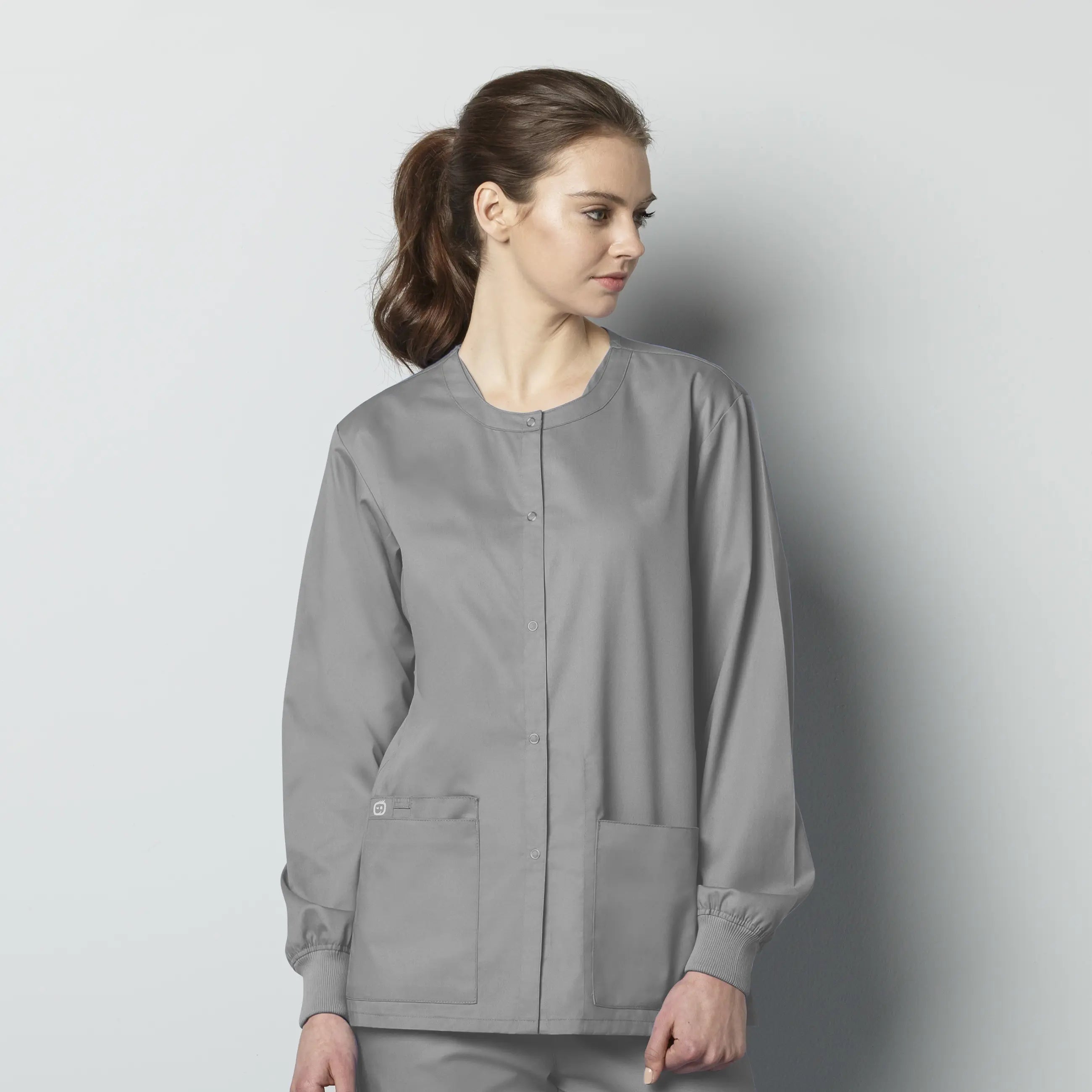 Wink Unisex Snap Front Jacket - Grey Zippered Front Buttoned Front Snap Front
