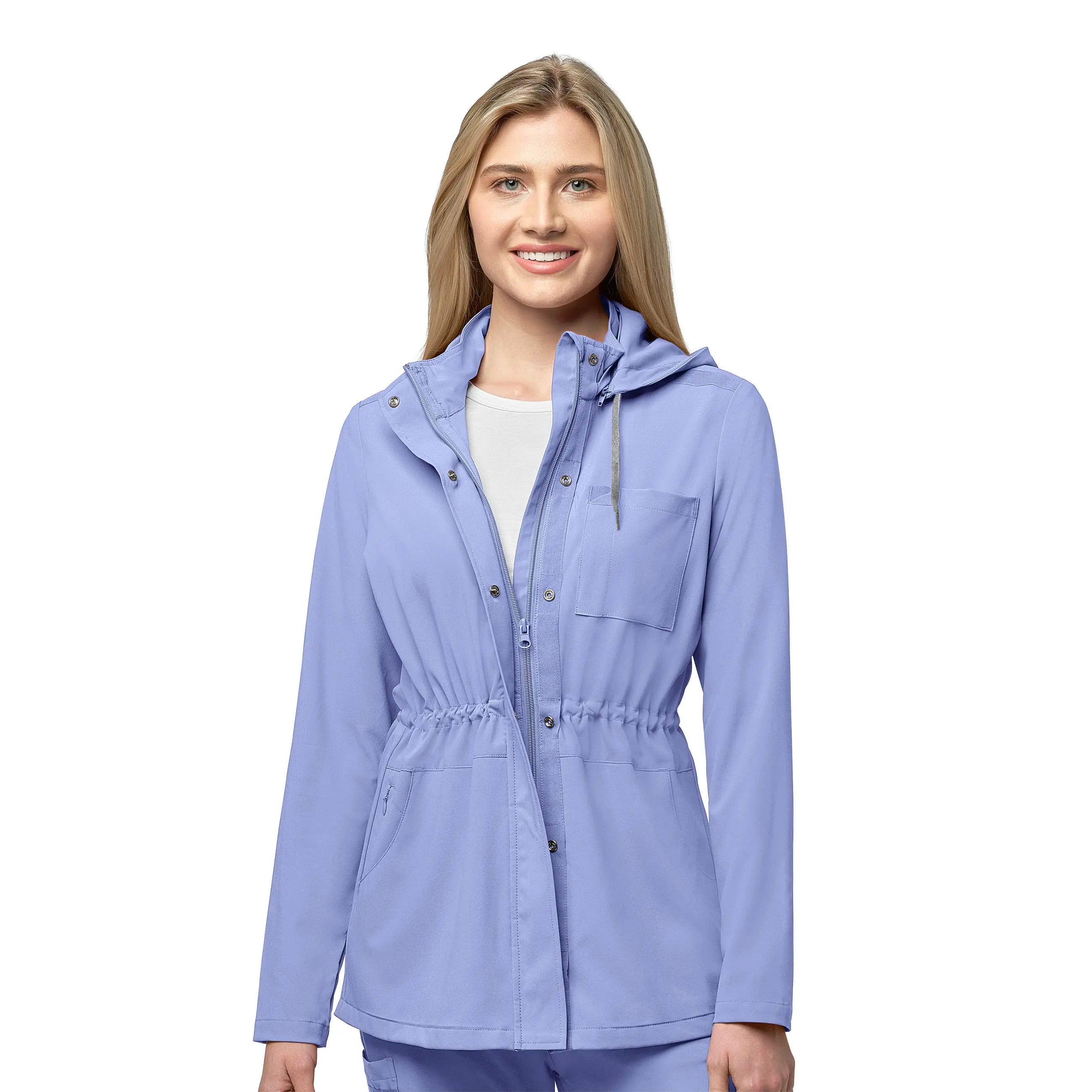 Wink Women's Convertible Hood Fashion Jacket - Ceil Blue Front Pockets Side Pockets Patch Pockets Wink Women's Convertible Hood Fashion Jacket - Ceil Blue Front Pockets Side Pockets Patch Pockets