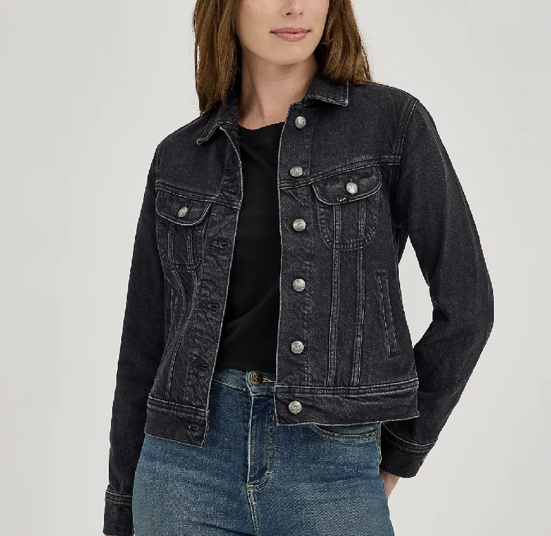 Women's Rider Jacket - Charred Black Front Pockets Side Pockets Patch Pockets