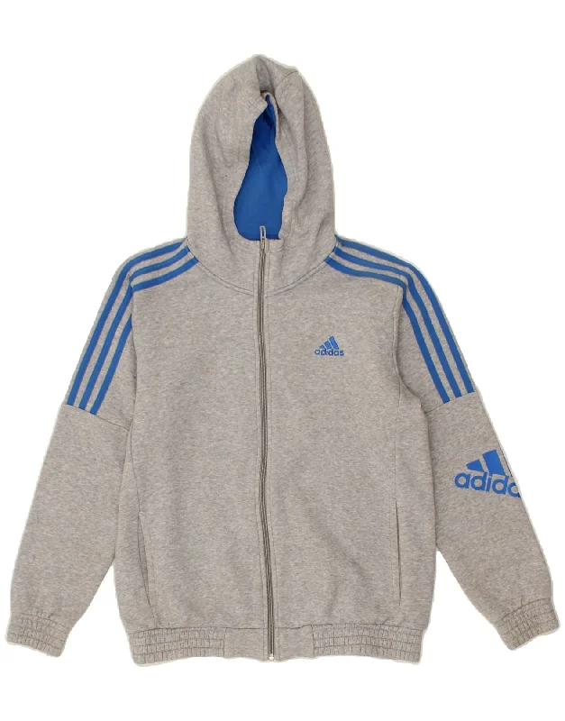 ADIDAS Boys Graphic Zip Hoodie Sweater 13-14 Years Grey Cotton Hoodie with Print Artistic Unique ADIDAS Boys Graphic Zip Hoodie Sweater 13-14 Years Grey Cotton Hoodie with Print Artistic Unique