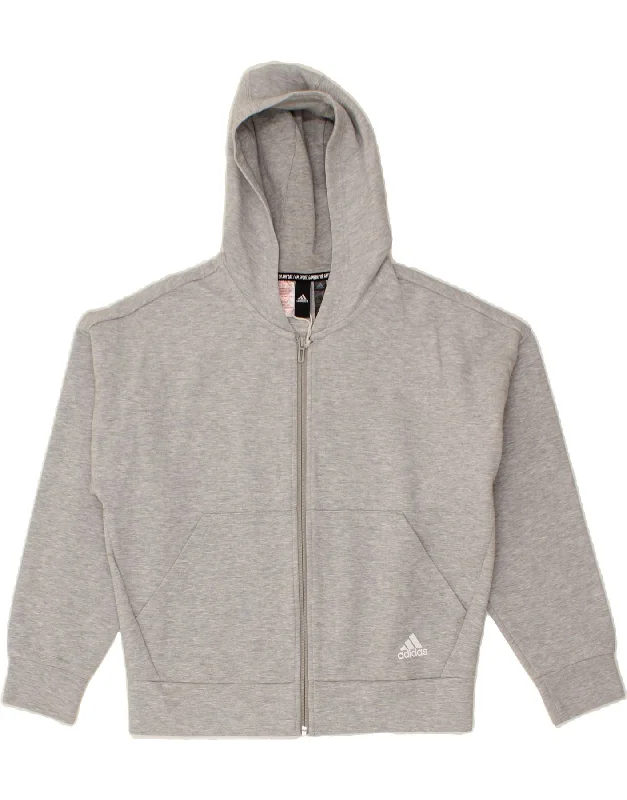 ADIDAS Boys Zip Hoodie Sweater 14-15 Years Grey Cotton Hoodie with Logo Branding Identity ADIDAS Boys Zip Hoodie Sweater 14-15 Years Grey Cotton Hoodie with Logo Branding Identity