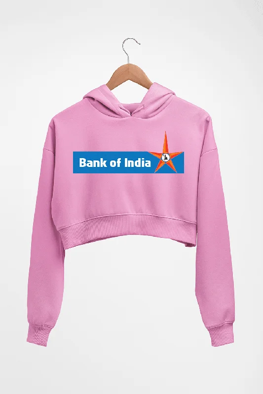 Bank of India Crop HOODIE FOR WOMEN Hoodie with Snap Buttons Easy Quick