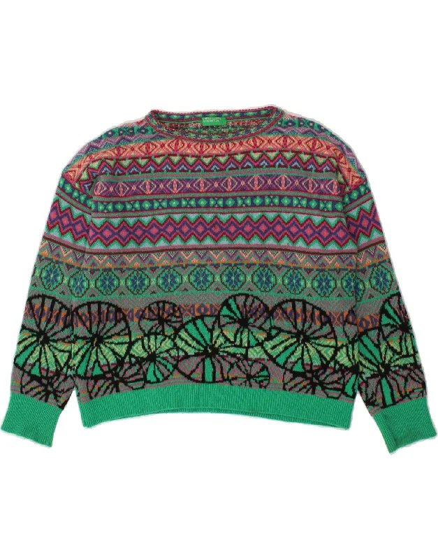 BENETTON Womens Boat Neck Jumper Sweater UK 16 Large Multicoloured