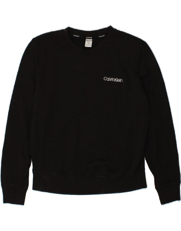 CALVIN KLEIN Womens Sweatshirt Jumper UK 14 Medium Black Hoodie with Raw Hem Edgy Unfinished CALVIN KLEIN Womens Sweatshirt Jumper UK 14 Medium Black Hoodie with Raw Hem Edgy Unfinished