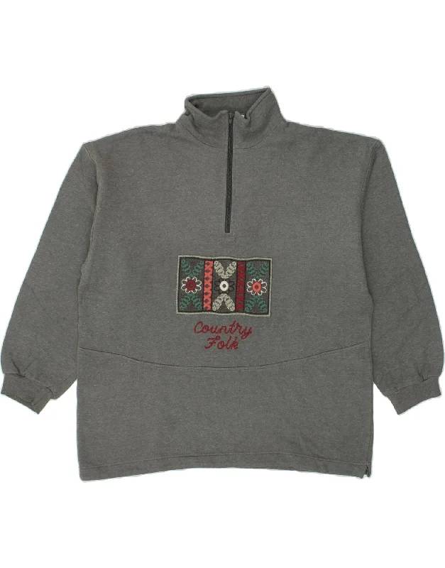 CAMPAGNOLO Mens Graphic Sweatshirt Jumper Large Grey Cotton Hoodie with Bell Sleeves Flared Feminine CAMPAGNOLO Mens Graphic Sweatshirt Jumper Large Grey Cotton Hoodie with Bell Sleeves Flared Feminine