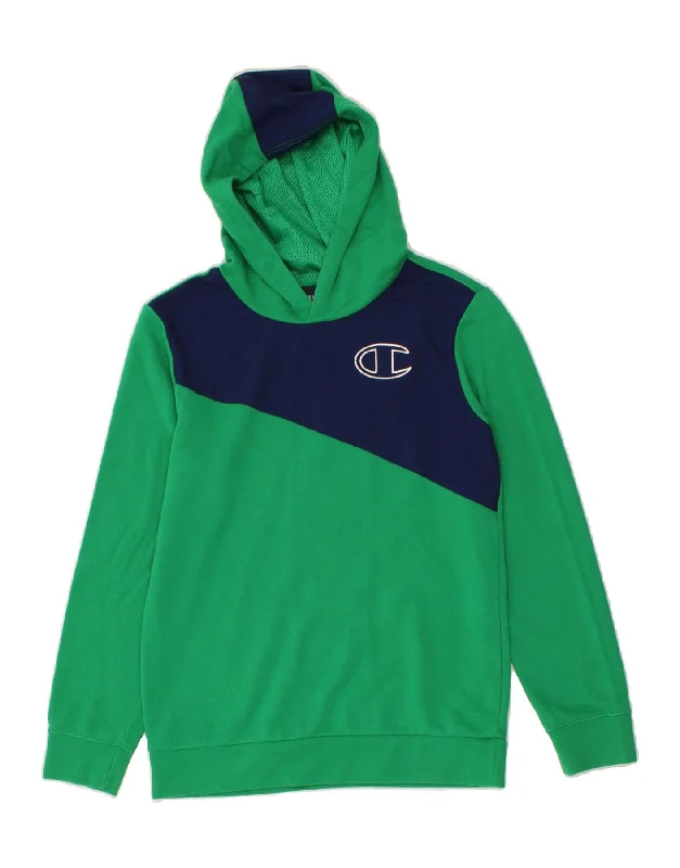 CHAMPION Boys Graphic Hoodie Jumper 13-14 Years XL Green Colourblock Zip Hoodie Drawstring Kangaroo Pocket CHAMPION Boys Graphic Hoodie Jumper 13-14 Years XL Green Colourblock Zip Hoodie Drawstring Kangaroo Pocket