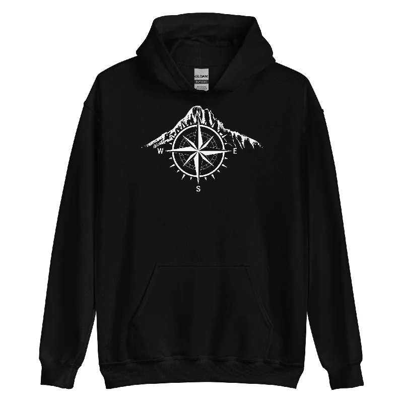 Compass - Mountain - Unisex Hoodie Hoodie with Contrast Stitching Detailed Premium