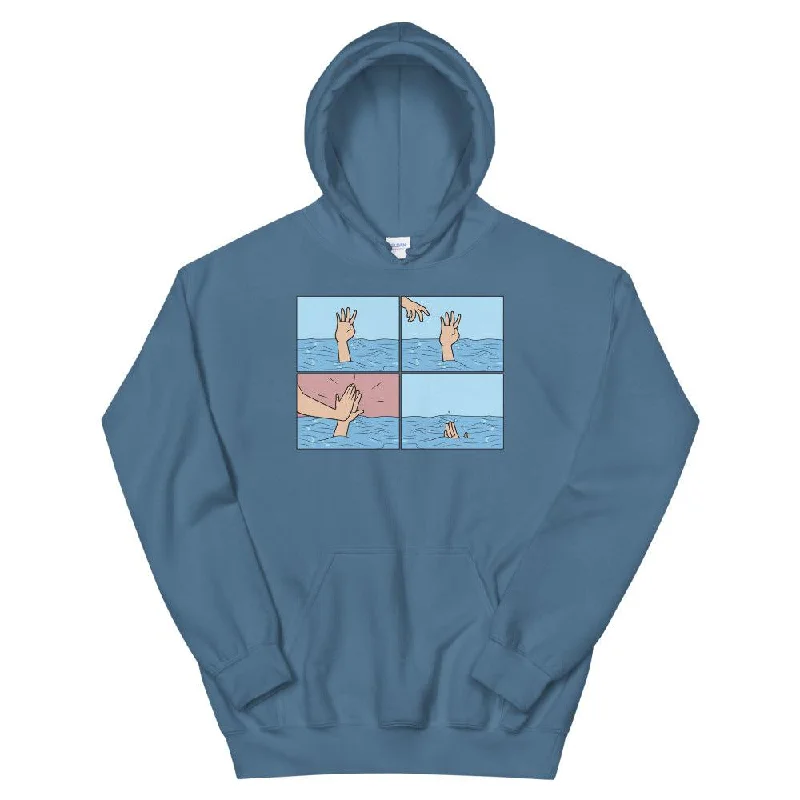 Drowning High Five Unisex Hoodie Hoodie with Front Slit Layering Stylish