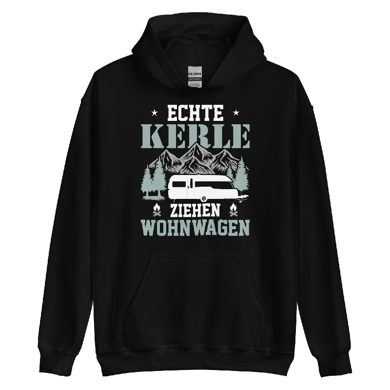 Echte Kerle Ziehen Wohnwagen - Unisex Hoodie Hoodie with Hem Embroidery Detailed Premium Echte Kerle Ziehen Wohnwagen - Unisex Hoodie Hoodie with Hem Embroidery Detailed Premium