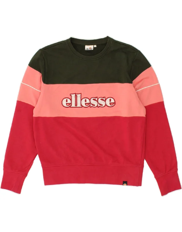ELLESSE Womens Graphic Sweatshirt Jumper UK 16 Large Pink Colourblock Hoodie with Color Block Contrast Stylish ELLESSE Womens Graphic Sweatshirt Jumper UK 16 Large Pink Colourblock Hoodie with Color Block Contrast Stylish