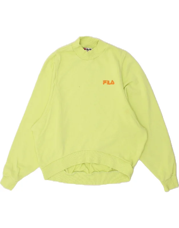 FILA Womens Oversized Sweatshirt Jumper UK 10 Small Green Cotton Hoodie with Set-In Sleeves Structured Classic FILA Womens Oversized Sweatshirt Jumper UK 10 Small Green Cotton Hoodie with Set-In Sleeves Structured Classic