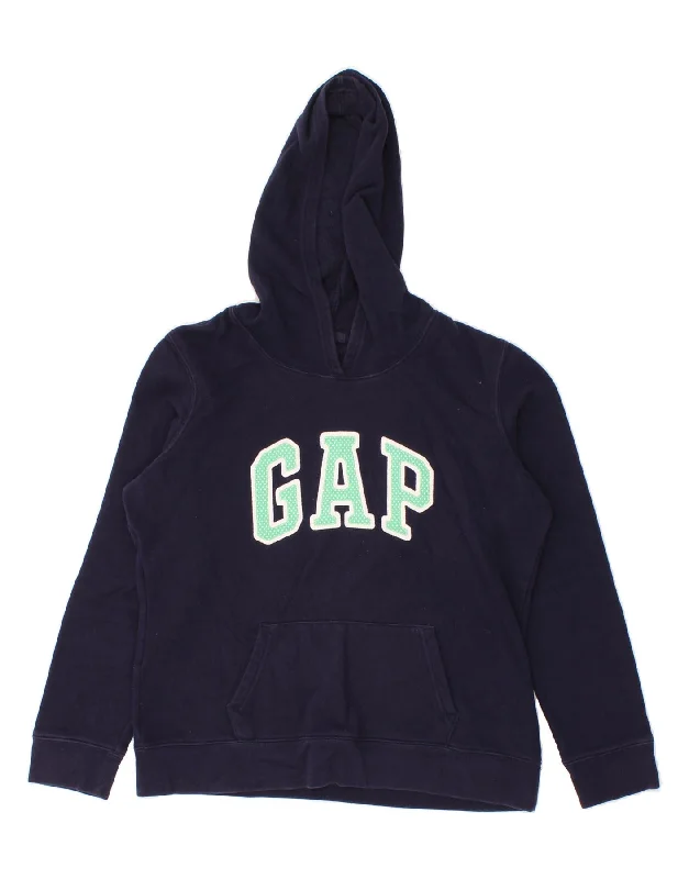 GAP Womens Graphic Hoodie Jumper UK 14 Medium Navy Blue Cotton Hoodie with Earth Tones Natural Calm GAP Womens Graphic Hoodie Jumper UK 14 Medium Navy Blue Cotton Hoodie with Earth Tones Natural Calm
