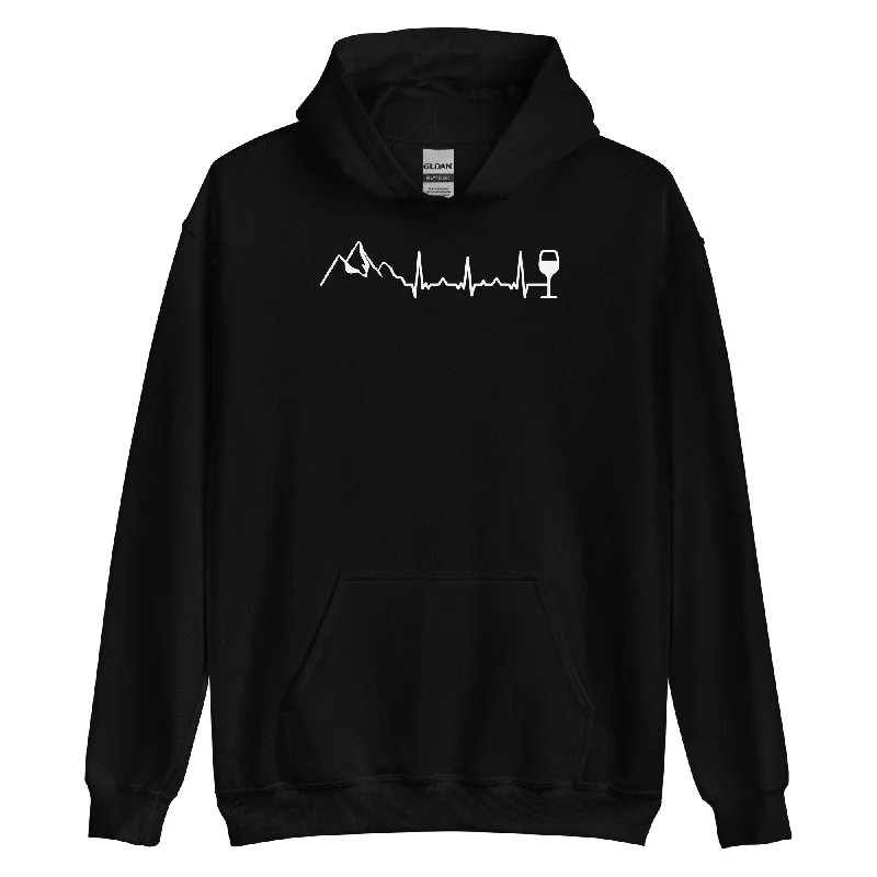 Heartbeat Wine And Mountain - Unisex Hoodie Hoodie with Cropped Fit Short Trendy