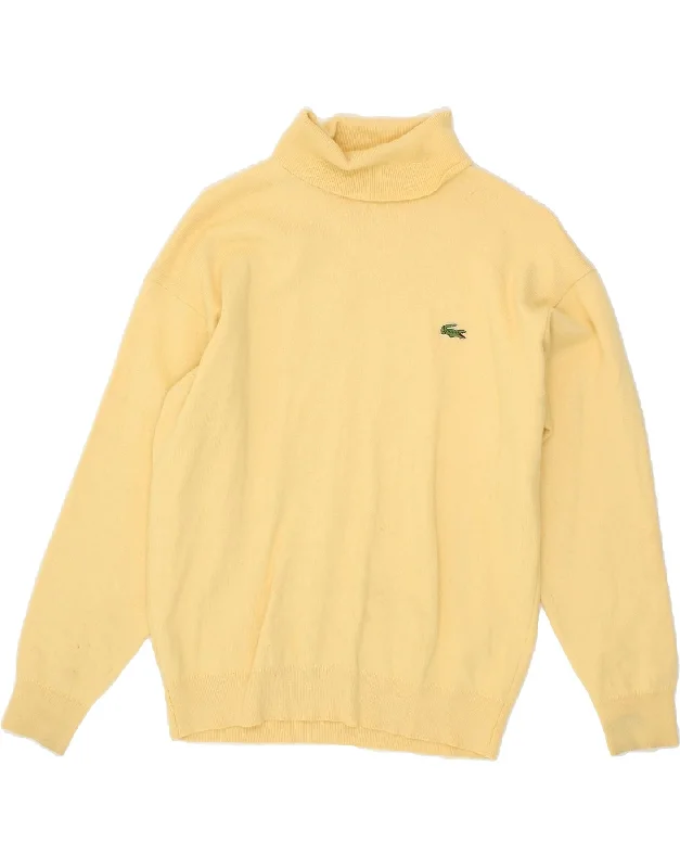 LACOSTE Womens Roll Neck Jumper Sweater UK 16 Large Yellow